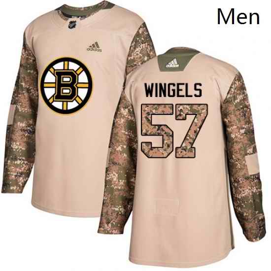 Mens Adidas Boston Bruins 57 Tommy Wingels Authentic Camo Veterans Day Practice NHL Jersey